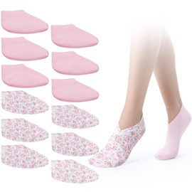 Cutecrop 12 Pairs Moisturizing Socks Overnight Spa Socks for Dry Feet Lotion Sleeping Sock Cosmetic Moisturizing Dry Feet Healing Care for Cracked Skin Women Men (Pink)