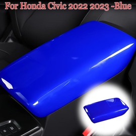 MUXEE 11th Gen Civic Center Console Armrest Box Panel Cover Trim for Honda Civic 2022 2023 2024 2025 - ABS Blue Sport Interior Accessories