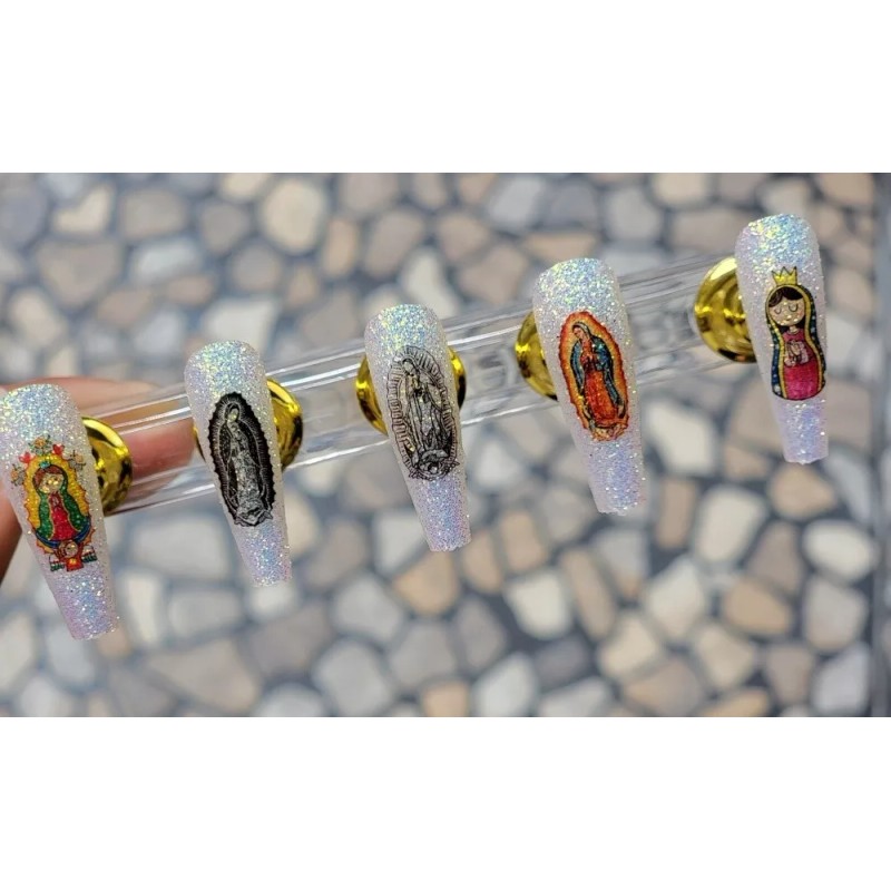 Rainbow Decal Nails Sticker Nails Tatto Virgen De Guadalupe 6
