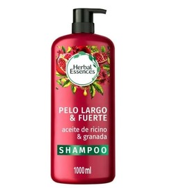 Herbal Essences Shampoo con Aceite de Ricino y Granada, Sin Parabenos, Sin Aceites Minerales, Pelo Largo y Fuerte, 1L