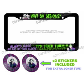 Own The Ave Inc. It's Joker Time! Hahaha Why So Serious Super Evil Funny License Plate Frame V3