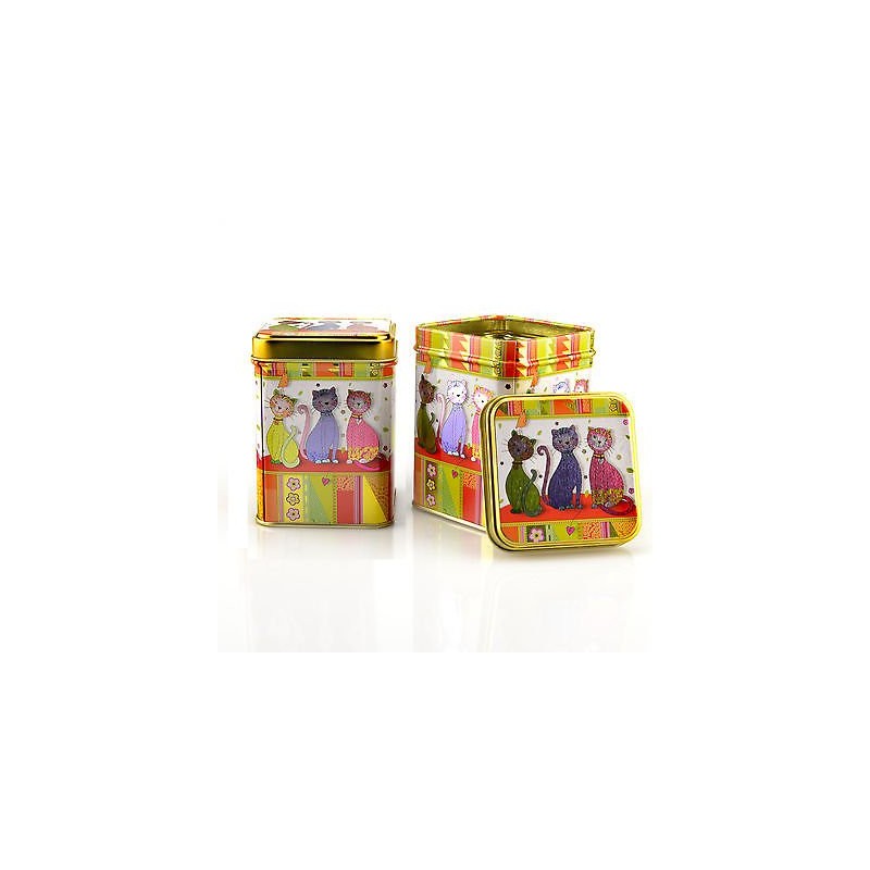 Tea caddy set 2 x 100 g cat tea canisters