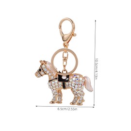 PACKOVE Rhinestone Horse Keychain Alloy Pendant Stylish Decorative Key Holder for Car Keys and Bags Creative Horse Shaped Charm with White Design Fashionable Accessory for Equestrian