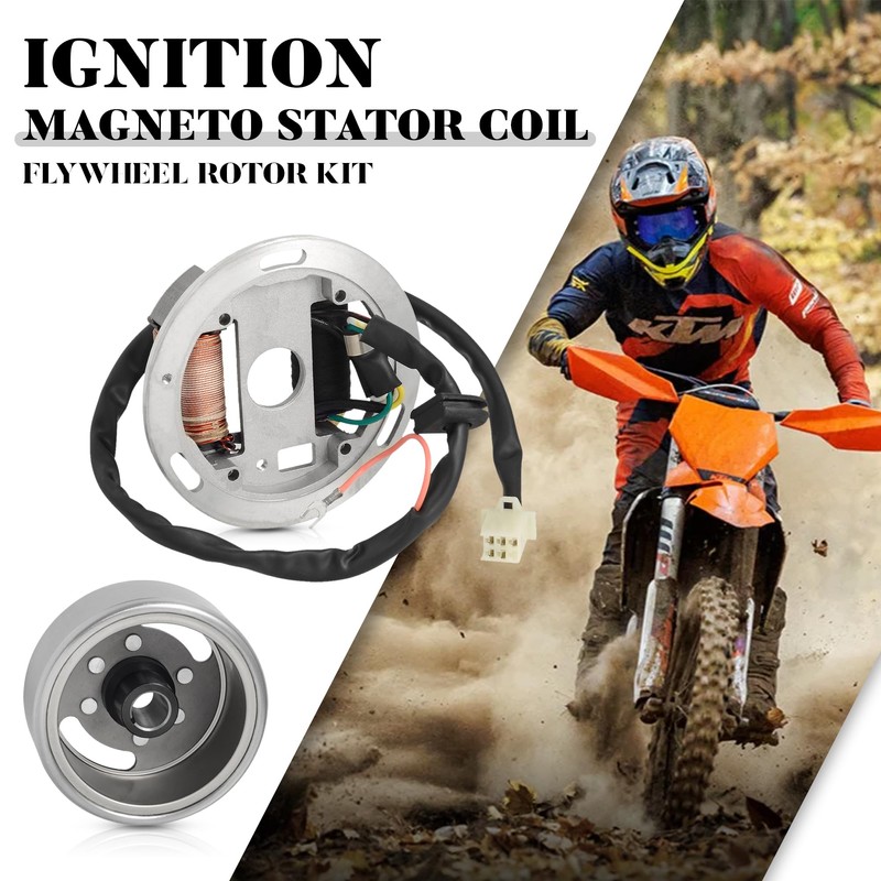 Ignition Magneto Stator Coil with Flywheel Rotor Kit with Plate