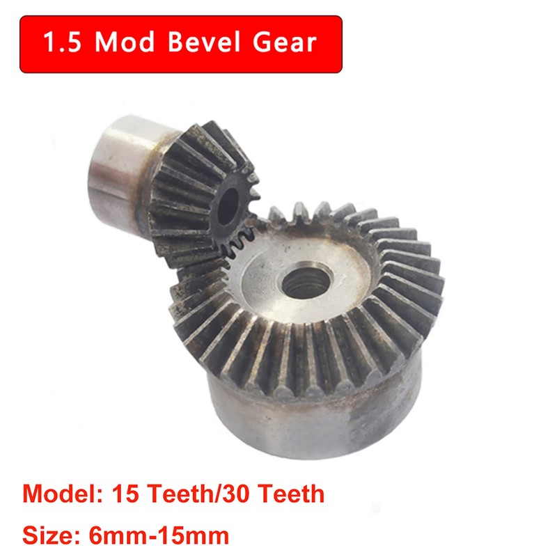Bevel Gear Steel Silver 1.5 Module 30 Teeth 8mm Hole