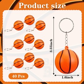 40 Pack Basketball Keychains Bulk, Basketball Team Keychains Bulk for Sports Party Favors Keychain - PU Foam Mini Stress Balls with Key Rings for Team Gifts, Goodie Bag Fillers, Birthday Party
