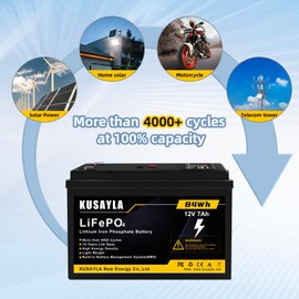 KUSAYLA 12V 7Ah LiFePO4 Lithium Battery,Rechargeable Batteries 4,200+ Deep Cycle Life with BMS for Solar System Home Energy Storage,RV, Home Alarm System,Scooters,Emergency Lighting