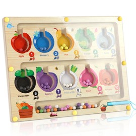 lahnao Magnetic Game Labyrinth, Colours Learning Sorting Game, Montessori Toy for Children from 3 Years, Magnetic Wooden Toy for Toddlers, Boys and Girls