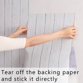 Peel and Stick Self-Adhesive Wallpaper - Vintage Wood Grain (17.5" x 196.8") Self-Adhesive Removable Wallpaper for Decorating Walls/Furniture/Cabinets/Rental Homes, White Wood Contact Paper