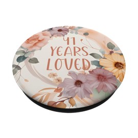 41 Years Loved Birthday Wedding Anniversary Floral Ideal PopSockets Swappable PopGrip