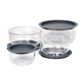 Buddeez Tritan Bowls with Press-To-Seal Lids, Food Prep Bowls, Mixing Bowls, Serving Bowls, Fresh Food Storage - Set of 4 Bowls with 4 Lids