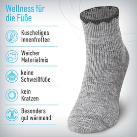 Piarini 1 Pair Terry Socks with Alpaca and Wool Content, Thick Warm House Socks, Winter Women's Terry Towelling Socks, Breathable, gray