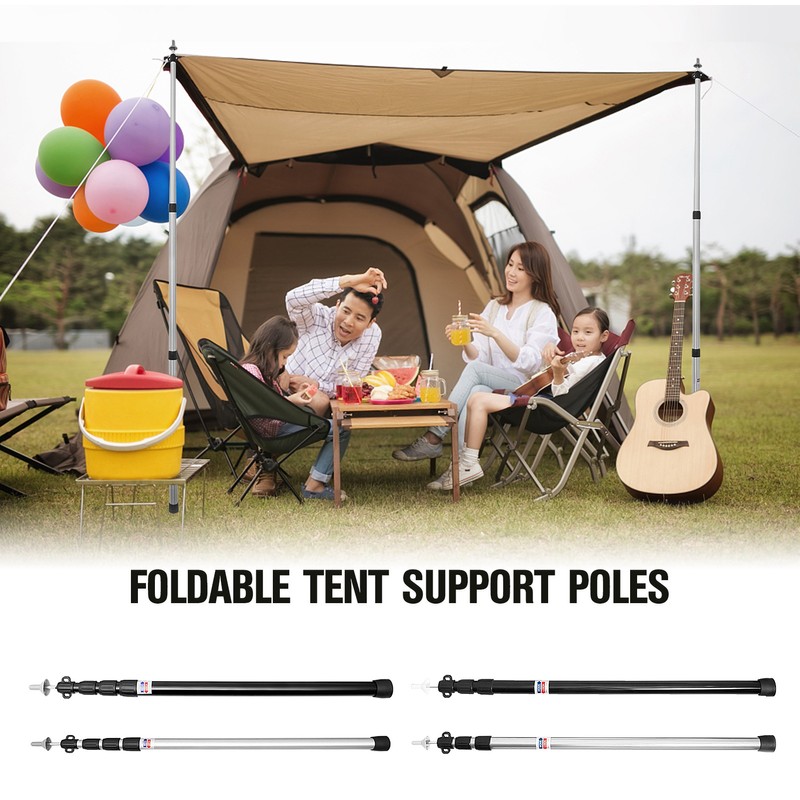 Thicken Aluminum Alloy Tent Pole Adjustable Tent Support Rods Beach