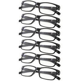 Gr8Sight 6-Pack Reading Glasses with Spring Hinges Readers for Man and Women Professional Black