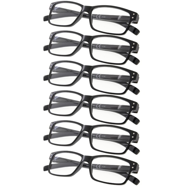 Gr8Sight 6-Pack Reading Glasses with Spring Hinges Readers for Man