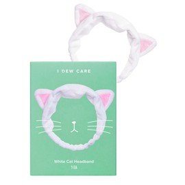 I DEW CARE Face Wash Headband - White Cat | Animal Head band for Face Washing & Skincare, Soft & Fuzzy, Cute for Makeup, Shower, Teen Girls Stuff, Kitty Cat Ear Hair Band, Gift (1 Count)