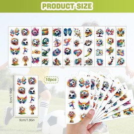CharmeFleur 10 Sheets Football Tattoos for Kids Temporary Tattoos for Boys Birthday Party Bag and Stocking Fillers Temporary Tattoos for Boys