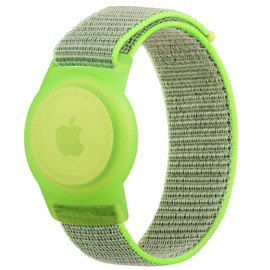 Meliya Nylon AirTag Bracelet for Kids, Airtag Wristband Compatible with AirTag Holder Case, Adjustable Anti Lost Wristband for Toddler Baby, Boys, and Girls, Elders (Fluorescent Green, Small)