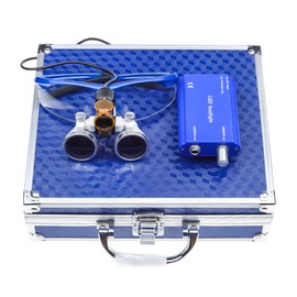 NSKI 3.5X Loupes Magnifying Glasses + 5W Lamp Belt Clip Type with Filter Aluminum Box (Blue)