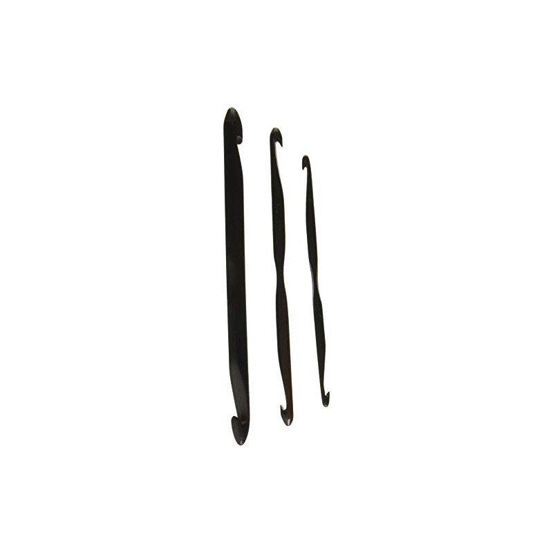 Lacis Double End Crochet Hook with Center Indent, Ebony, 3-Pack