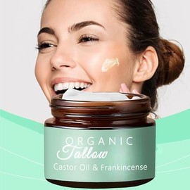 Aiwejay- Presentamos nuestro sebo de res orgánico para la piel, enriquecido con aceite de ricino e incienso para una experiencia verdaderamente nutritiva y refrescante. Nuestro sebo de res alimentado