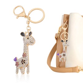 UAIAGM Giraffe Keychain 3D Sparkly Rhinestone Car Accessories Crystal Purse Charms for Women Cute Wristlet Charm Unique Bling Keychains Ornaments for Adults