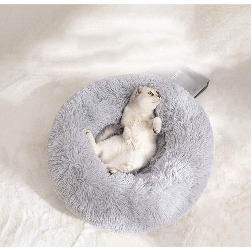 BODISEINT Modern Soft Plush Round Pet Bed for Cats or