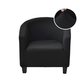 CRFATOP Soft Club Chair Slipcover Stretch Barrel Chair Covers Printed Tub Chair Slipcovers Round Couch Covers Spandex Armchair Sofa Cover Removable Furniture Protector for Living Room,Black