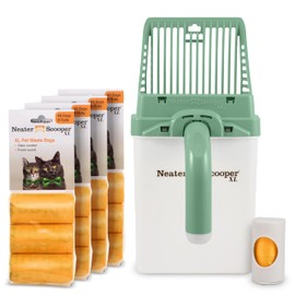 Neater Pets Neater Scooper XL Cat Litter Scoop, 195 Refill Bags – Extra-Large Capacity Mess-Free Cat Litter Scooper with Bag for Large & Multiple Cats, Spill-Proof Litter Box Scooper with Scoop Holder