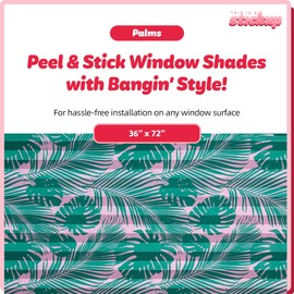 Peel and Stick Window Shade Palms Customizable Fabric Designer Shades – Affordable, Easy-to-Install Light-Filtering Window Treatments & Adjustable Clips, Unique Printed Patterns