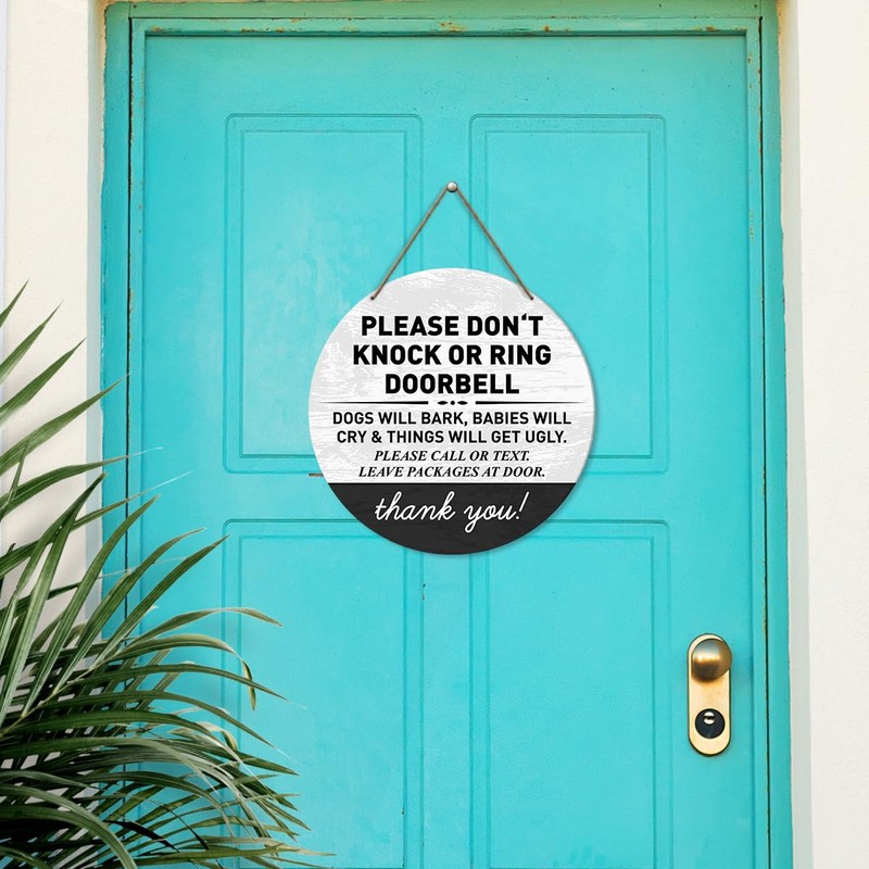Do Not Knock or Ring Doorbell Sign, Funny Don't Knock