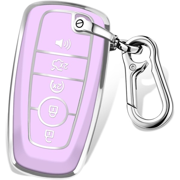 QBUC for Ford Key fob Cover with Keychain,Soft TPU Car