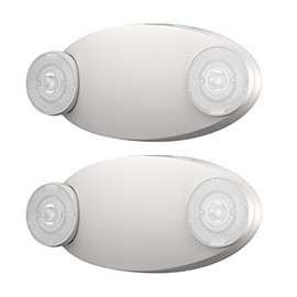 SPECTSUN 2 Pack LED Emergency Light with Battery Backup -Adjustable Hardwired 2 LED Bug Eye Head Wall Mount -UL Certified 120-220VAC White Emergency Exit Lighting Fixtures for Business/Home