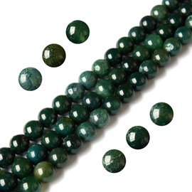 100pcs 6mm Moss Agate Beads Natural Gemstone Beads Round Loose Beads for Jewelry Making