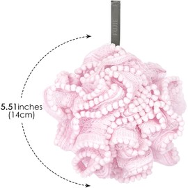 Esponja de baño de esponja de color rosa, esponja de ducha suave, bolas de esponja de ducha de encaje globo, para limpieza de lavado corporal, accesorios de baño de esponja de esponja (2 piezas de