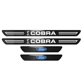 iPick Image for Ford Mustang Cobra Real Carbon Fiber 4 Pcs Universal Door Sill Step Protector Guard Decal Plates Plate