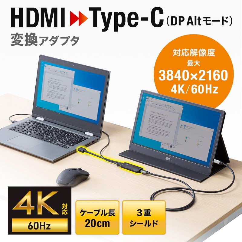 Sanwa Supply HDMI-Type-C (DP Alt Mode) Converter Adapter (4K/60Hz) AD-HD26TC