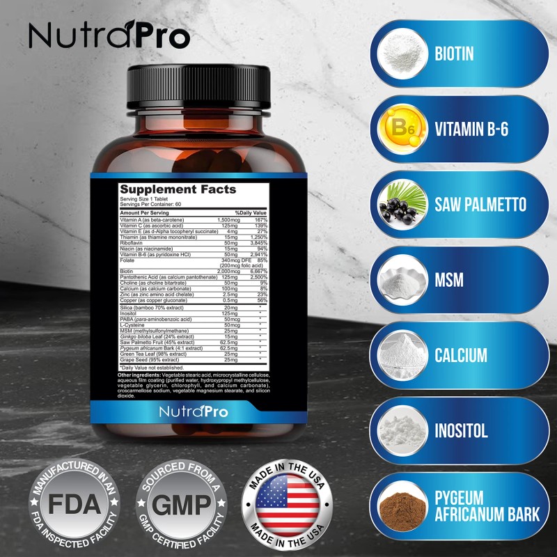 NutraPro Mens Hair Growth-Hair Vitamins For Men. Anti Hair Loss