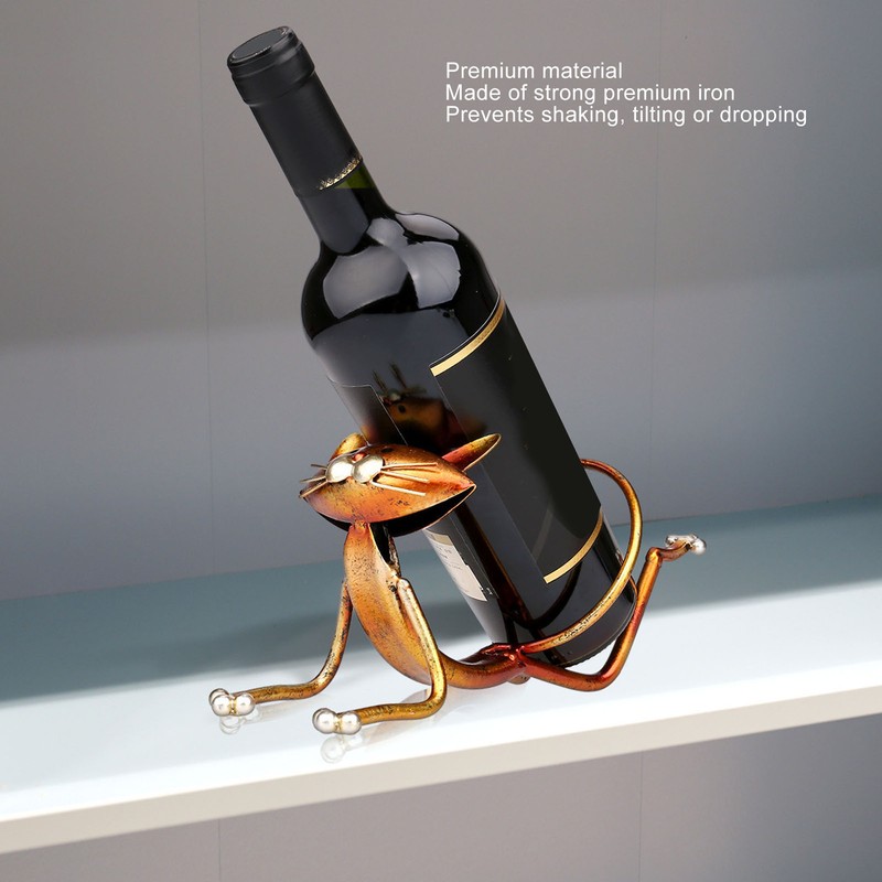 Cat Wine Holder Innovative Modern Style Decorative Metal Cat Shaped