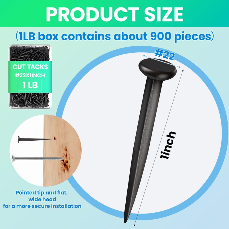 Therwen 1lb Upholstery Tacks Carpet Tacks Bulk Black Box of