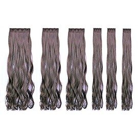 Artifice® 6 Pcs 16 Clips Based 24 inch Curly/Wavy High Temperature Synthetic Fibre Hair Extension (Natural Dark Brown))