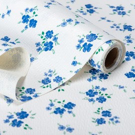 RAY STAR Shelf Liner, 18 Inch x 16 Feet Non Adhesive Blue Floral Kitchen Cabinet Liner for Pantry Drawer Vanity, Strong Grip Non Slip Waterproof, Shelf Liners for Kitchen Cabinets Cupboard