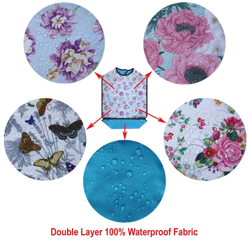CACTIYE Waterproof Adult Bibs for adults Eating Cloth for Elderly