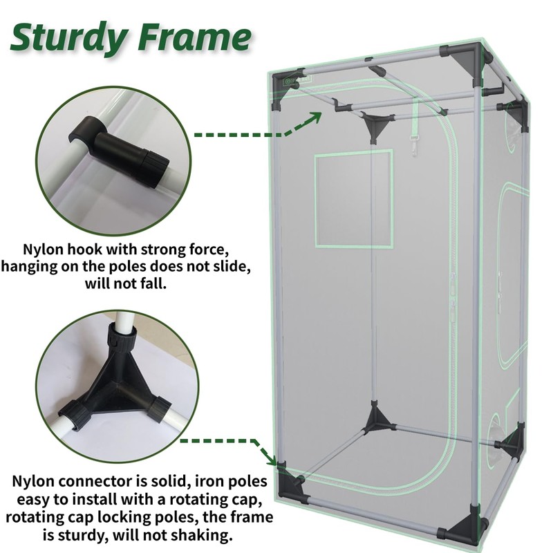 Green Hut 60"X60"X78" 600D Mylar Hydroponic Growing Tents for Plants