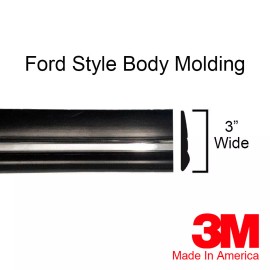 Replacement (Non-OEM) Ford 3" Chrome Side Body Trim Door Molding Rocker F150 Bronco - 1/4 Roll - 72"