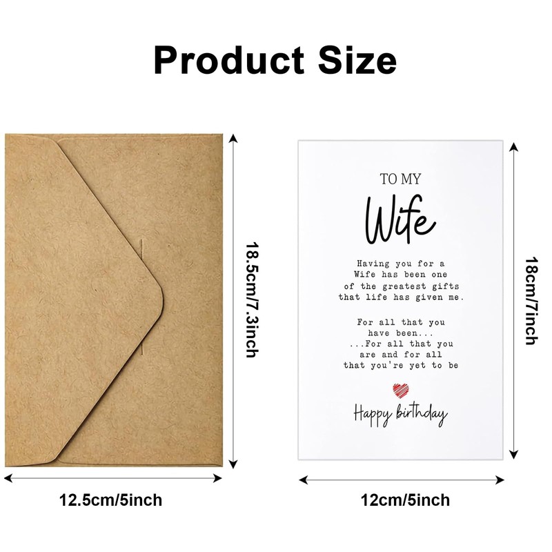 TuoYi Birthday Card for Wife with Heartfelt Message, 5.3 x