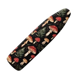 Wanzuoeng Mushroom Print Ironing Board Cover, Tropical Leaves Printed Iron Board Cover with Elastic Edge, Dirt Heat Resistant, Standard Size Ironing Board Covers, Home Decorations