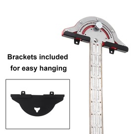 Smgda Protractor Angle Finder, 13 inch Woodworking Edge Ruler 0-70°Adjustable Multi-Function Angle Measure Tool Stainless Steel Carpenter T Square, T Rule with Wall Hanging Storage Rack