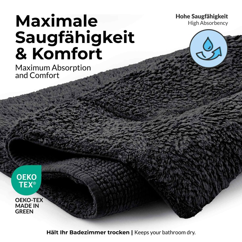 etérea Kiara Cotton Bath Mat, Toilet Mat, Washable Ökotex 100