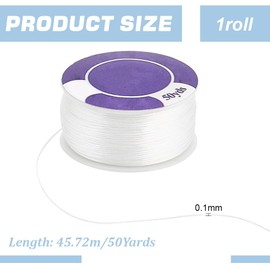 PH PandaHall 0.1mm Bracelet String White Beading Thread 50 Yards Nylon String Seed Bead Thread Sewing String for Leather Stitching Beading Jewelry Bracelets Necklace Making